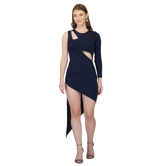 SLAY. Women's Navy Blue Asymmetric Dress
