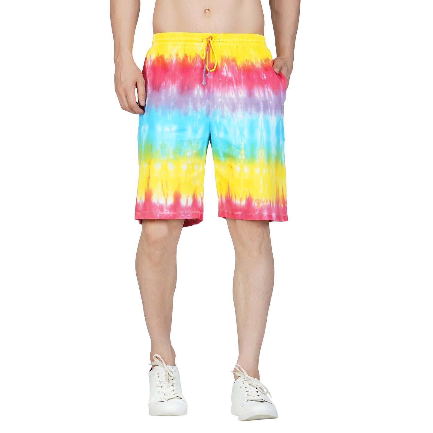 SLAY. Men's Rainbow Tie Dye T shirt & Shorts Co-ord Set