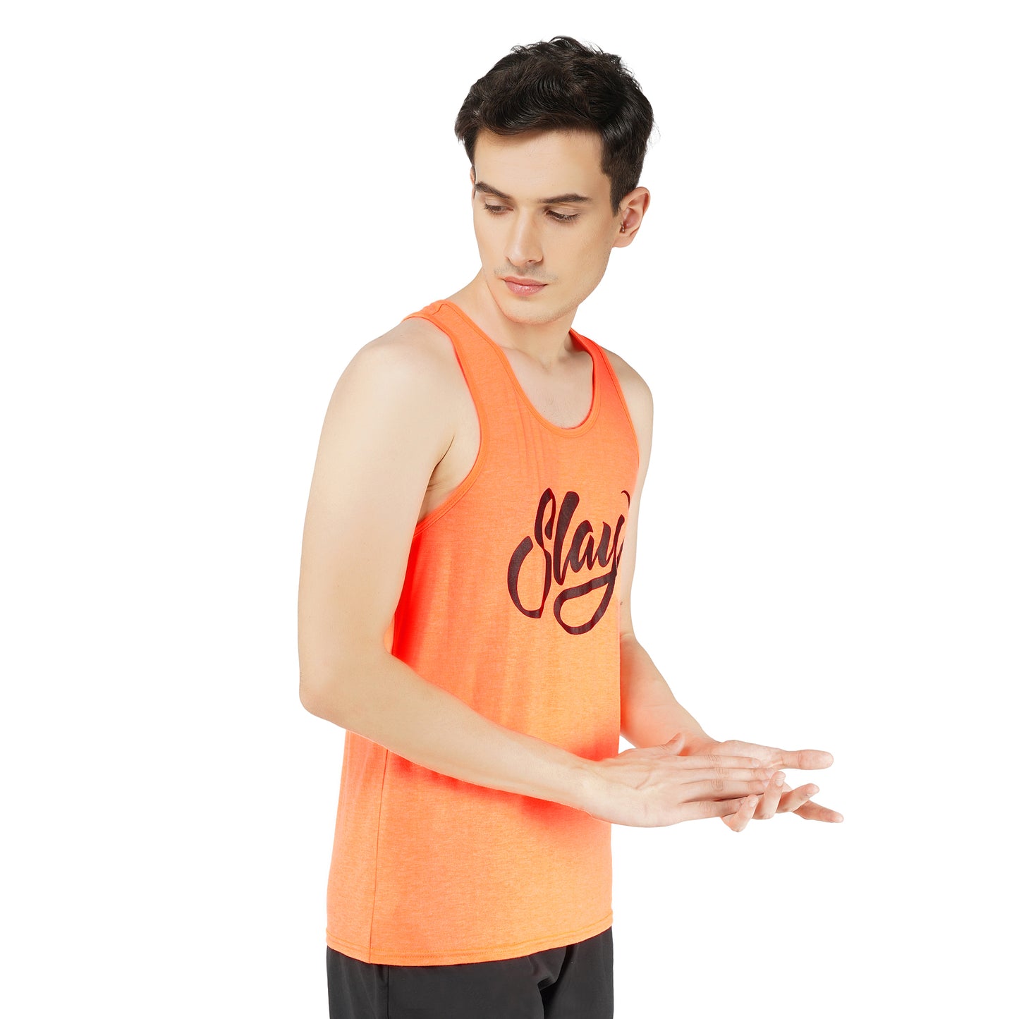 SLAY. Sport Men's Neon Orange Printed Vest-clothing-to-slay.myshopify.com-T-Shirt