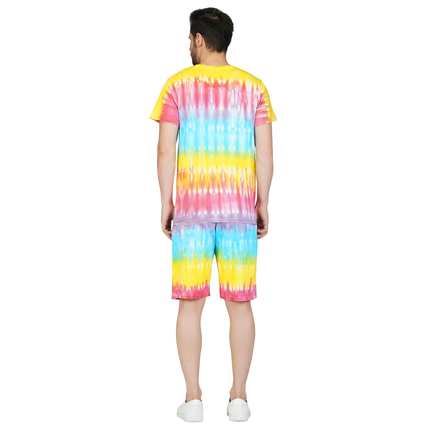SLAY. Men's Rainbow Tie Dye T shirt & Shorts Co-ord Set