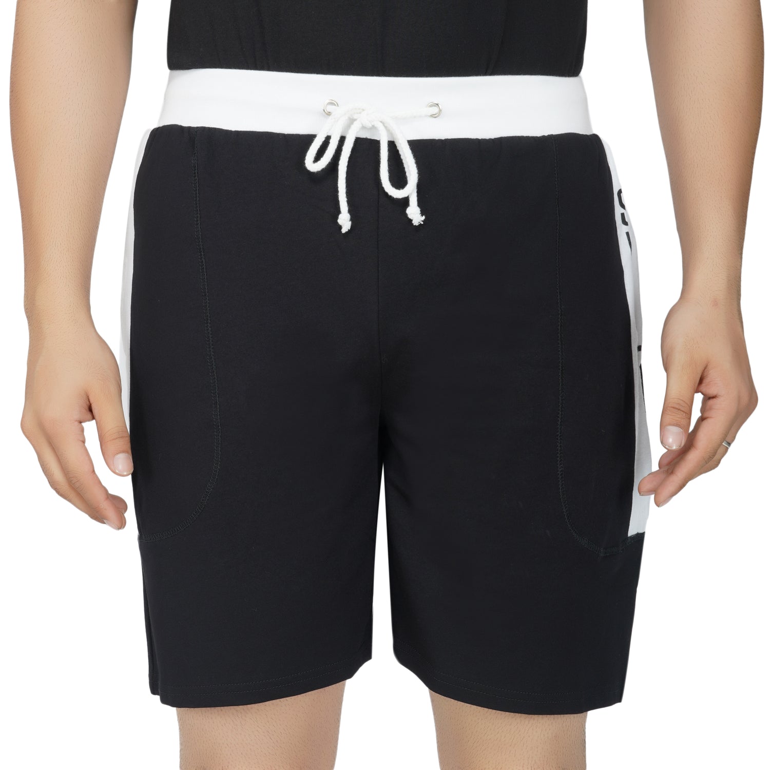 SLAY. Men's Black Shorts with White Stripes-clothing-to-slay.myshopify.com-Joggers