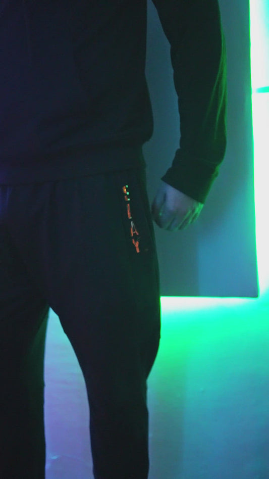 SLAY. Classic Women's Limited Edition Gold Mirror Foil Print Black Joggers