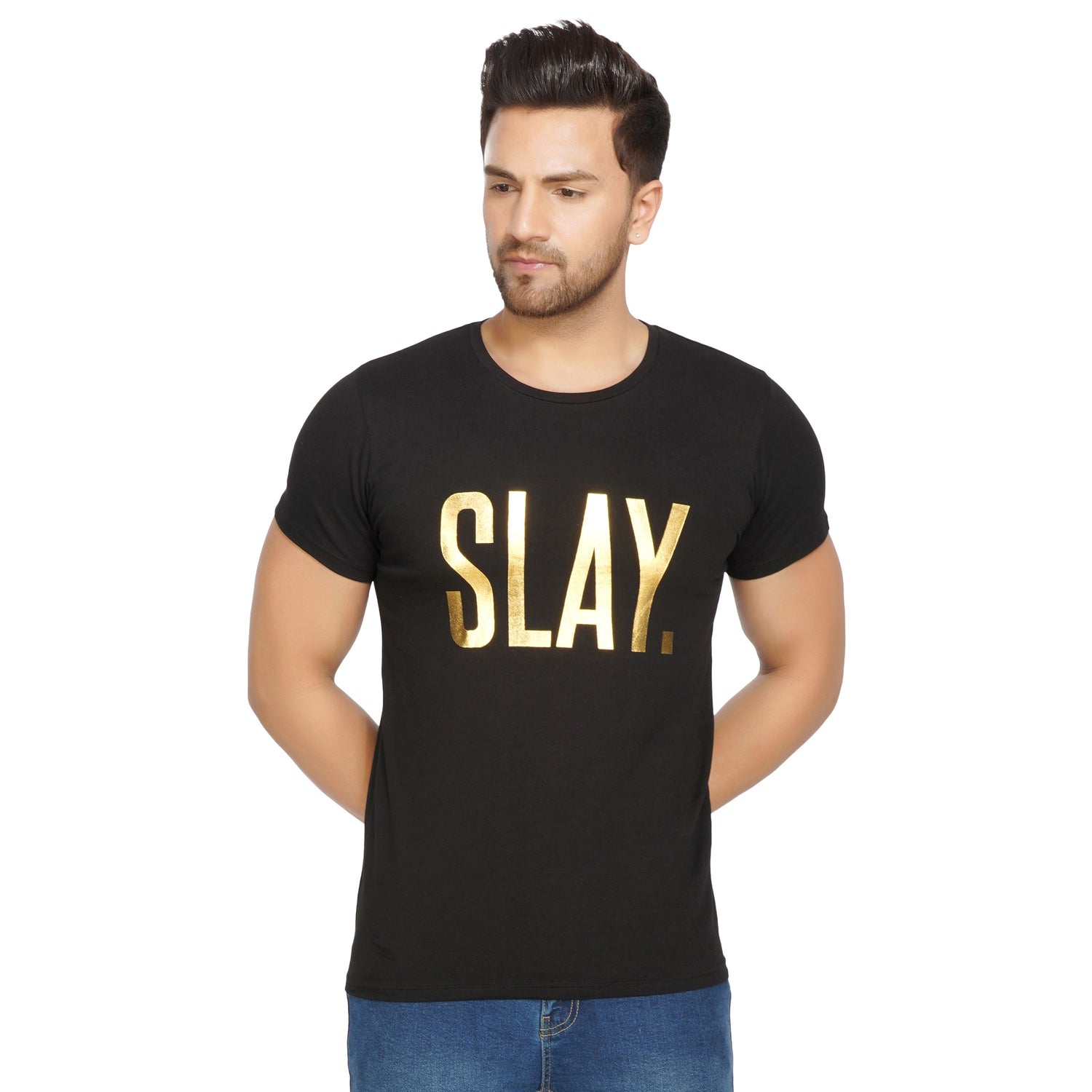 SLAY. Men's Limited Edition Gold Foil Matt Finish Print T-shirt-clothing-to-slay.myshopify.com-T-Shirt