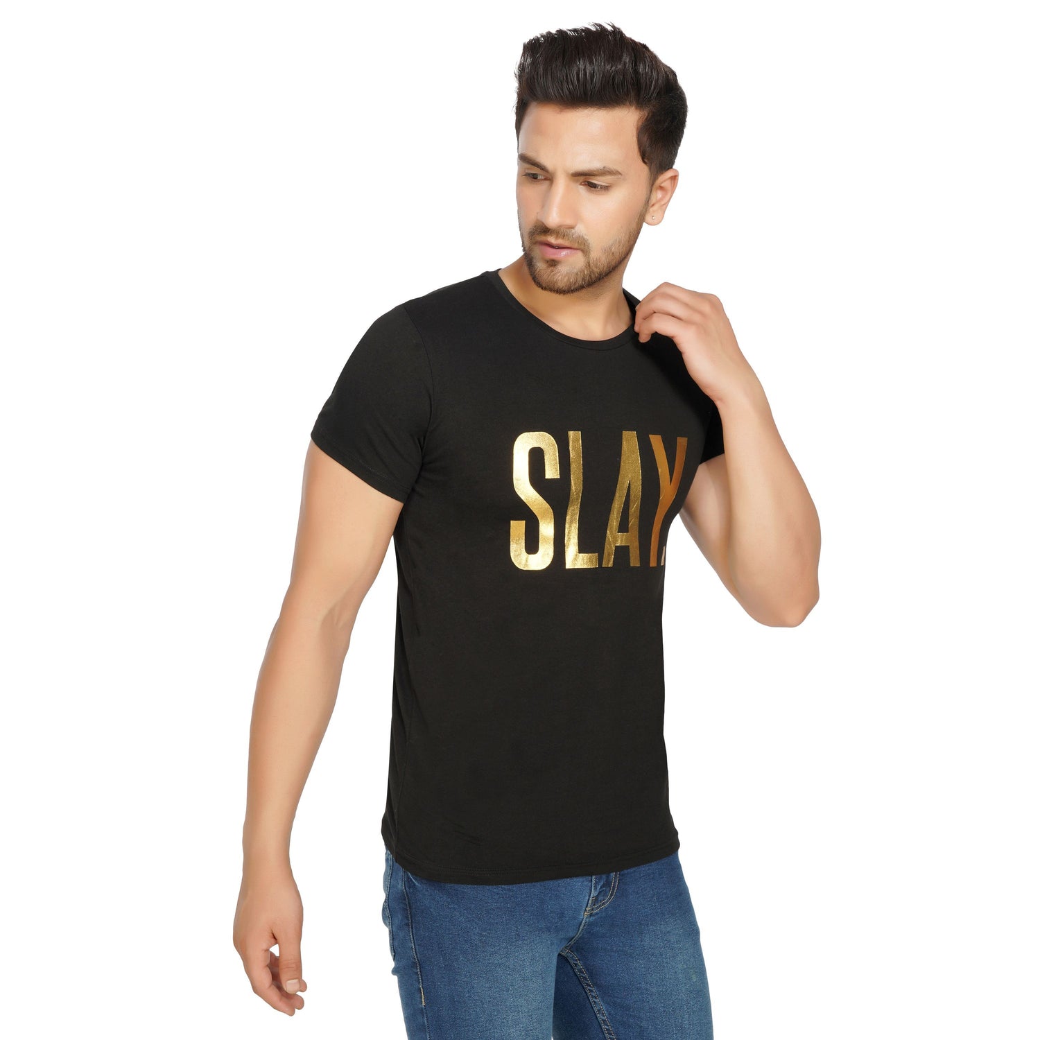 SLAY. Men's Limited Edition Gold Foil Reflective Print T-shirt-clothing-to-slay.myshopify.com-T-Shirt