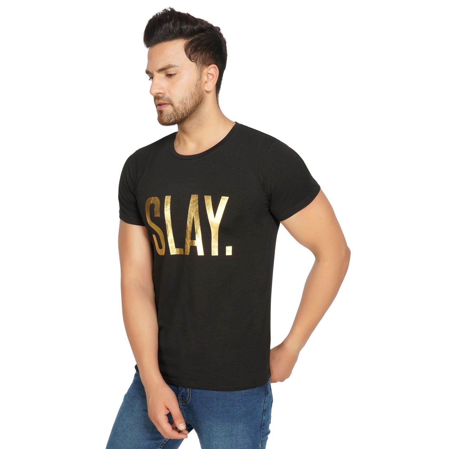 SLAY. Men's Limited Edition Gold Foil Reflective Print T-shirt-clothing-to-slay.myshopify.com-T-Shirt