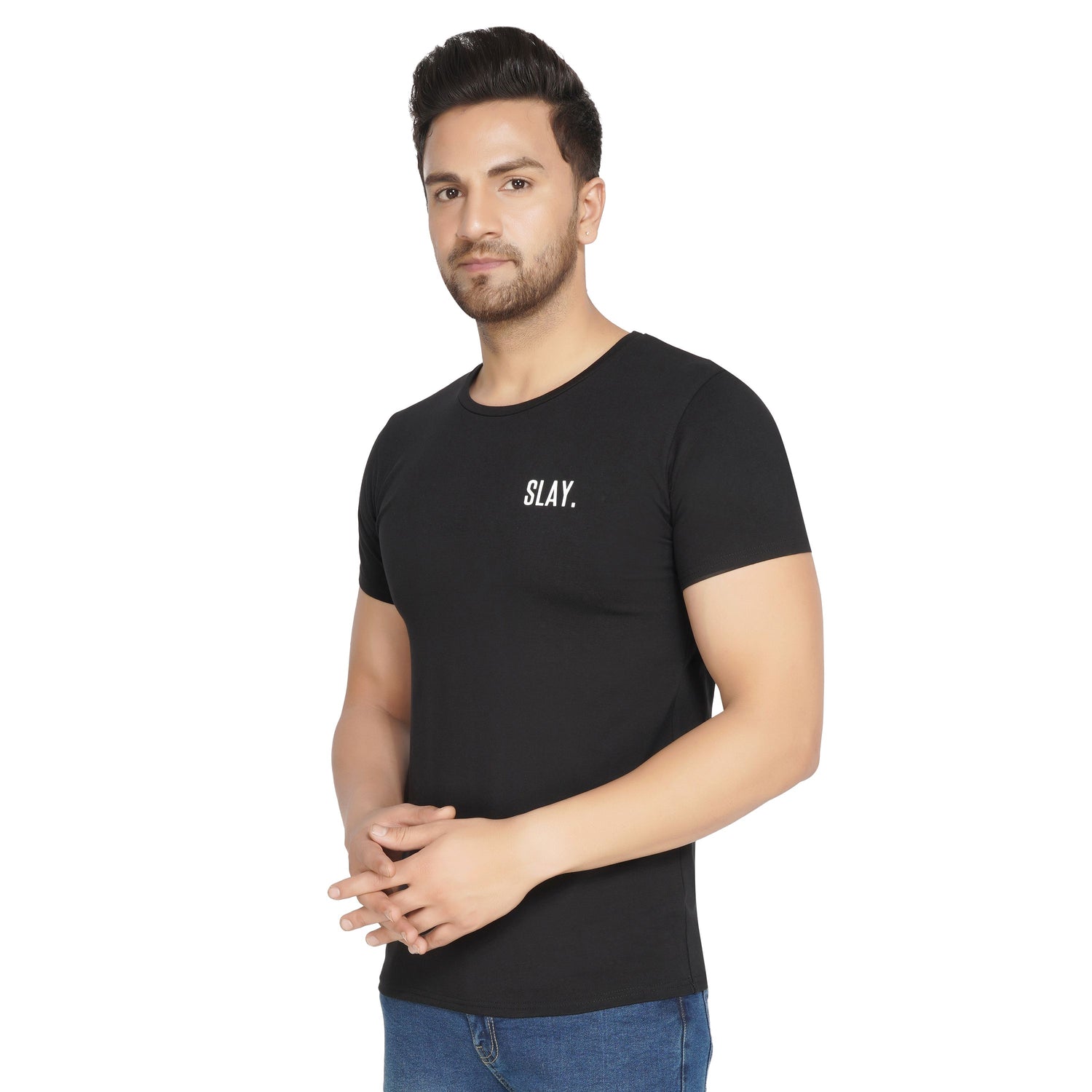 SLAY. Men's Basic Plain Black T-shirt-clothing-to-slay.myshopify.com-T-Shirt