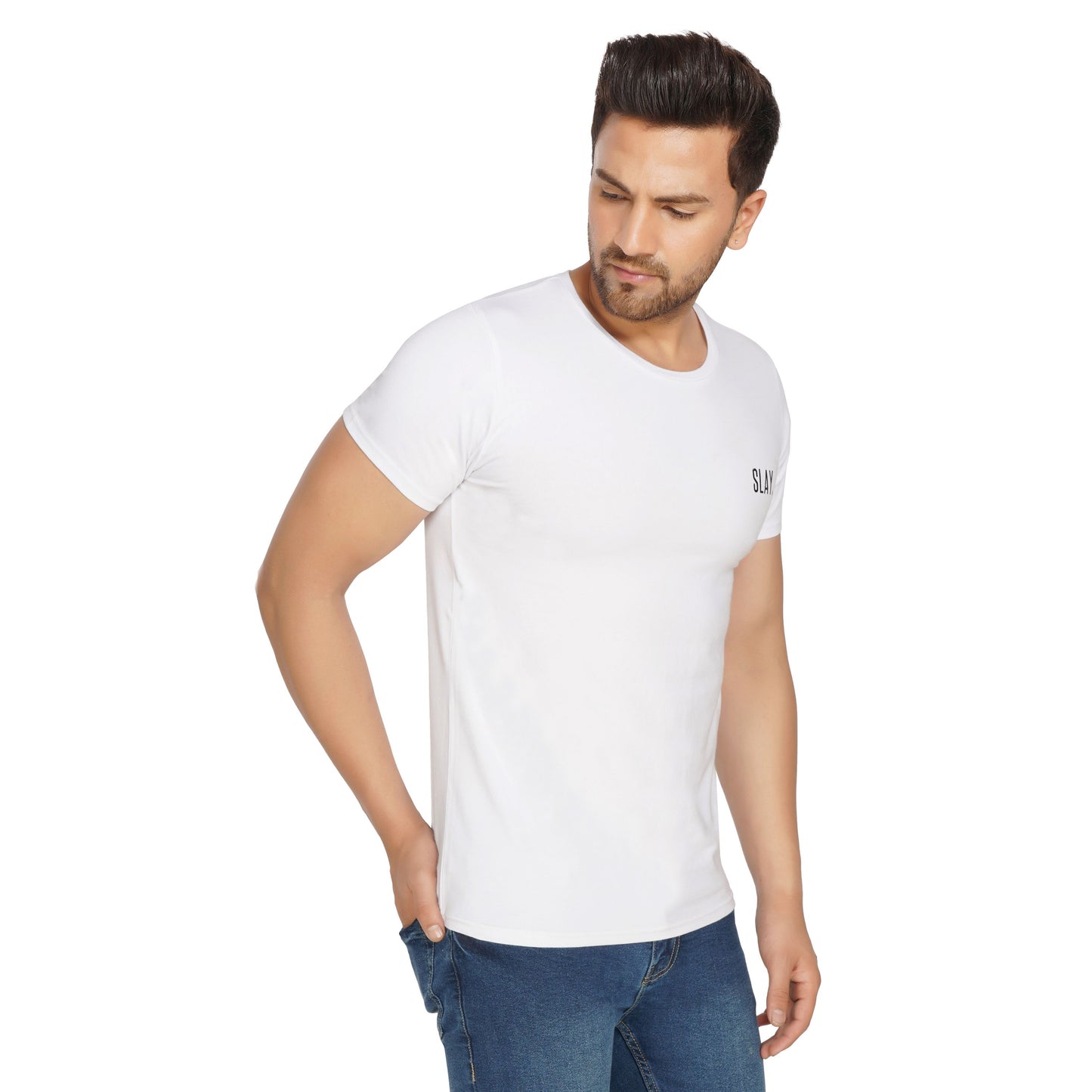 SLAY. Men's Basic Plain White T shirt-clothing-to-slay.myshopify.com-T-Shirt