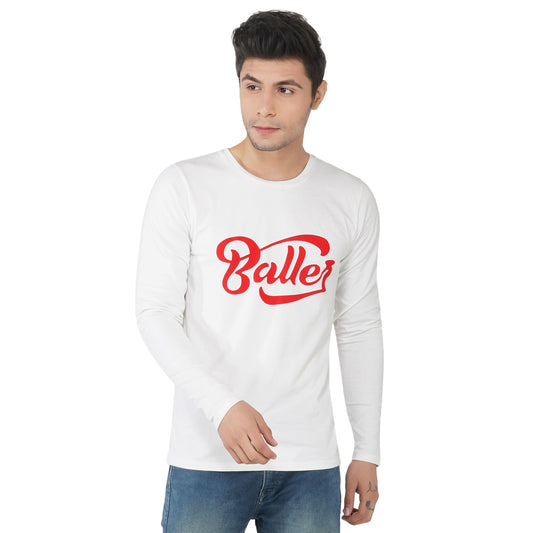 SLAY. Men's BALLER Edition Printed Full Sleeves White T-shirt-clothing-to-slay.myshopify.com-T-shirt