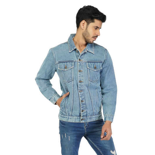 SLAY. Men's Vintage Washed Denim Cotton Biker Denim Jacket-clothing-to-slay.myshopify.com-Jacket