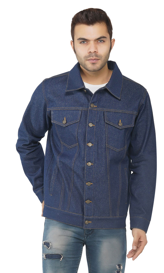 SLAY. Men's Denim Navy Blue Cotton Biker Denim Jacket-clothing-to-slay.myshopify.com-Jacket