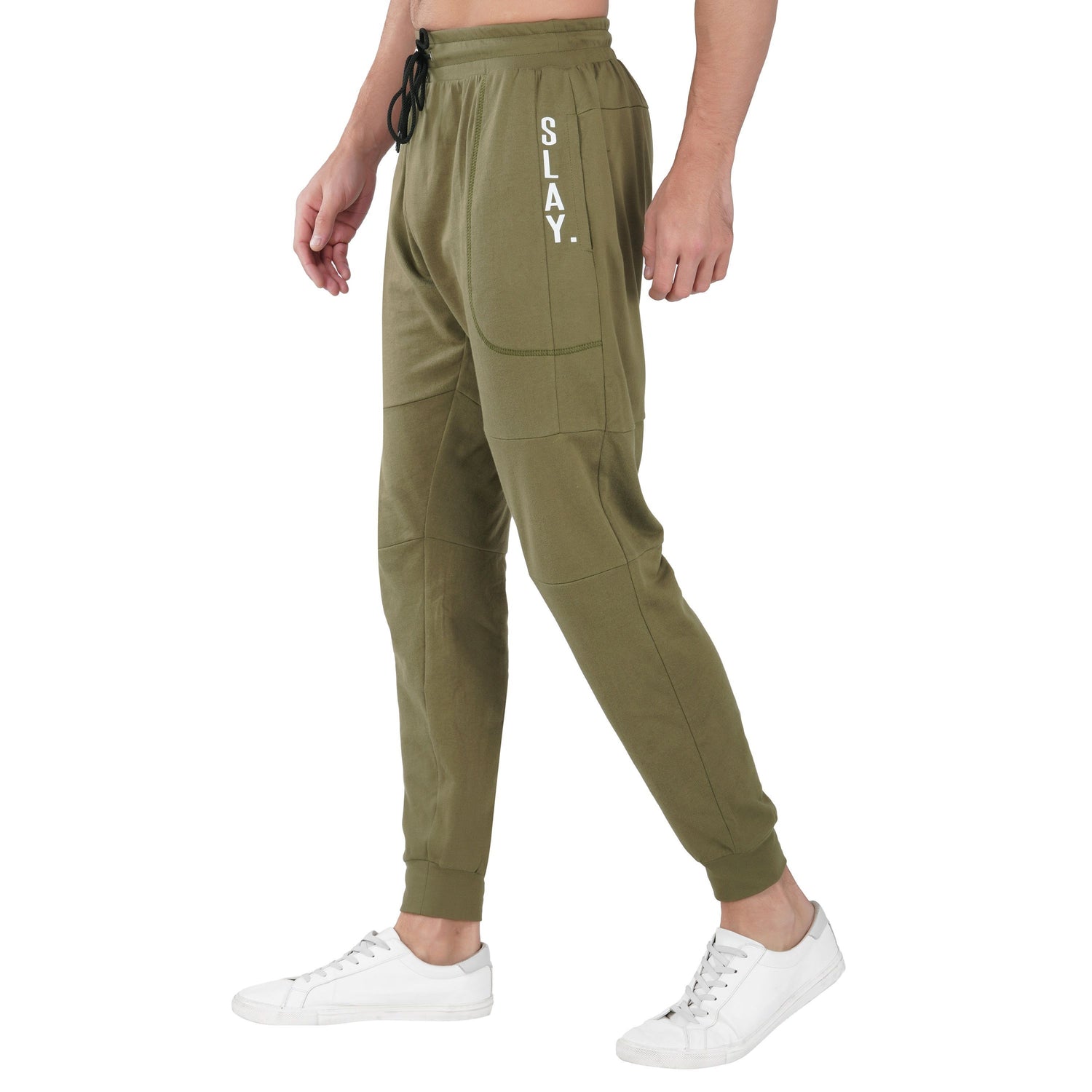 Buy Y&F Kids Solid Olive Green Elasticated Joggers from Westside