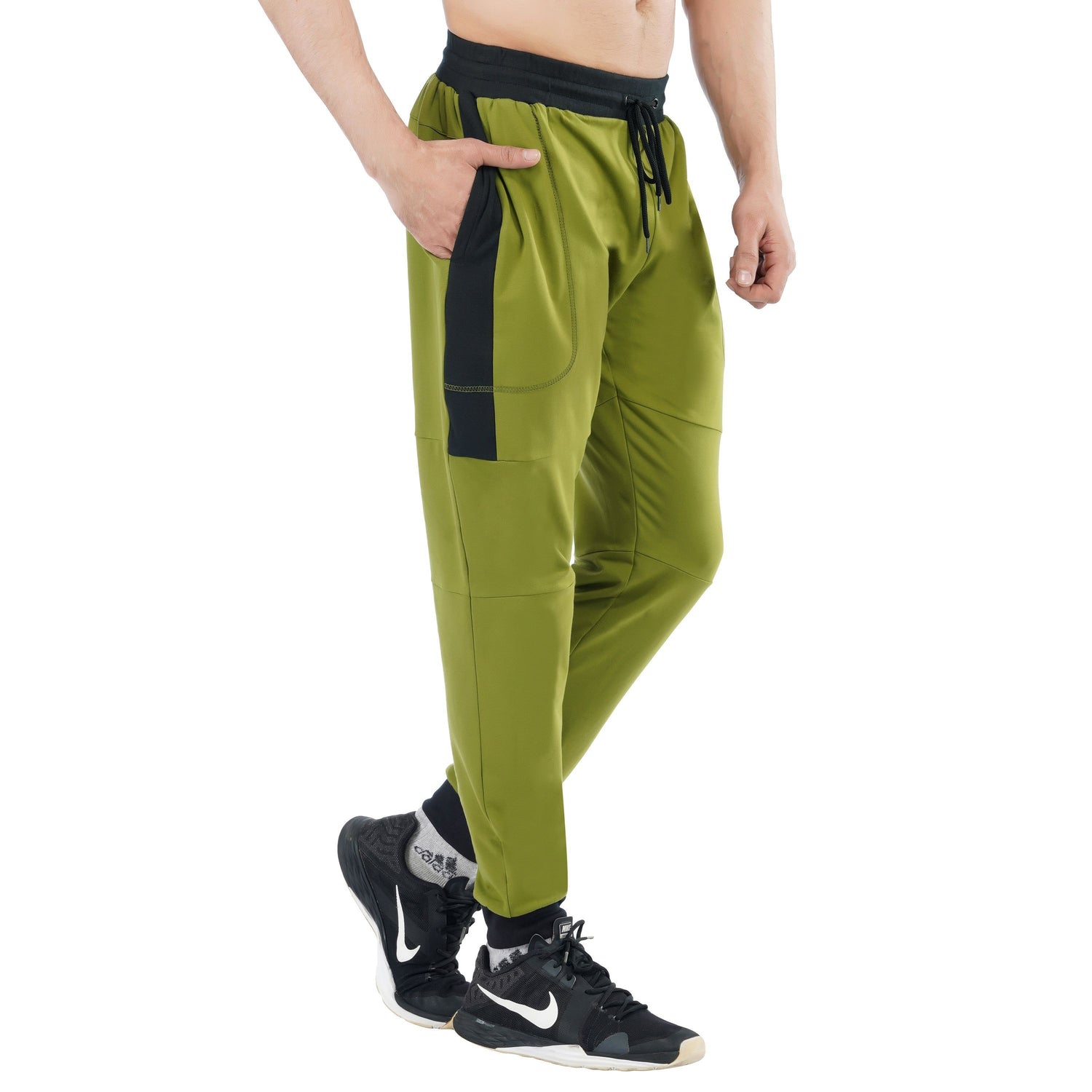 SLAY. Men's Olive Green Joggers with Black Side Strip-clothing-to-slay.myshopify.com-Joggers