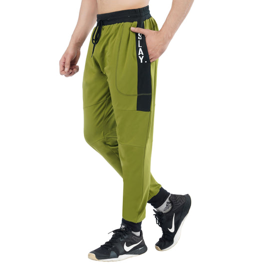 SLAY. Men's Olive Green Joggers with Black Side Strip-clothing-to-slay.myshopify.com-Joggers