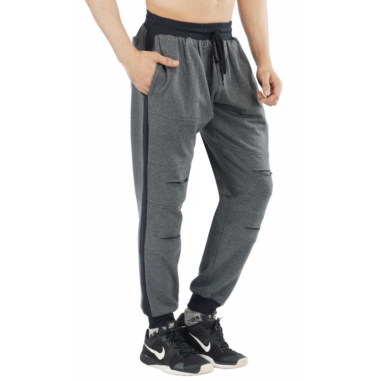 SLAY. Men s Dark Grey Joggers with Black side stripe SLAY