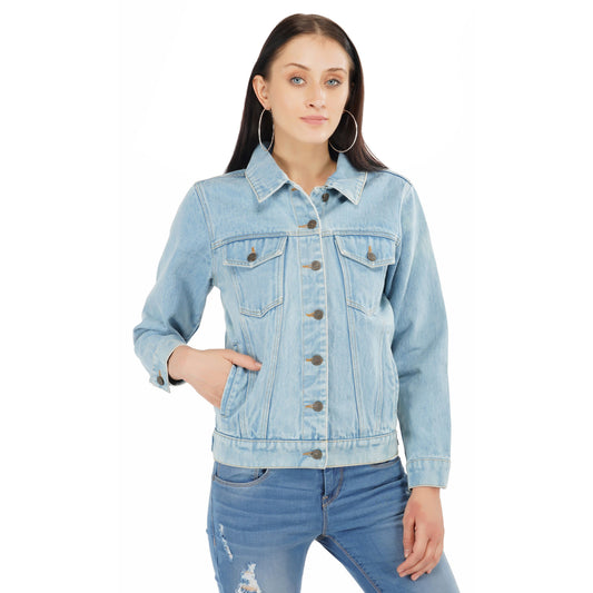 SLAY. Women's Washed Denim Button-Down Vintage Biker Jacket-clothing-to-slay.myshopify.com-Denim Jacket
