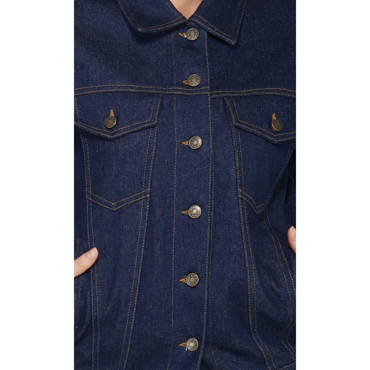 SLAY. Women's Embroidered Navy Blue Denim Jacket-clothing-to-slay.myshopify.com-Denim Jacket