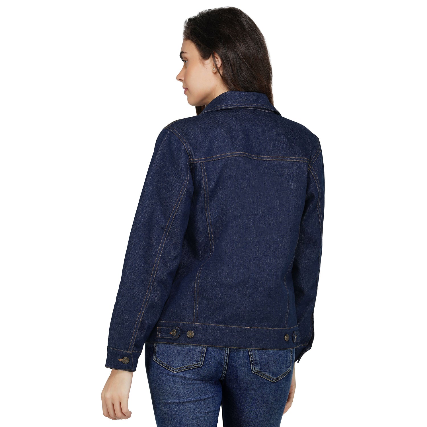 SLAY. Women's Navy Blue Button-Down Denim Jacket-clothing-to-slay.myshopify.com-Denim Jacket