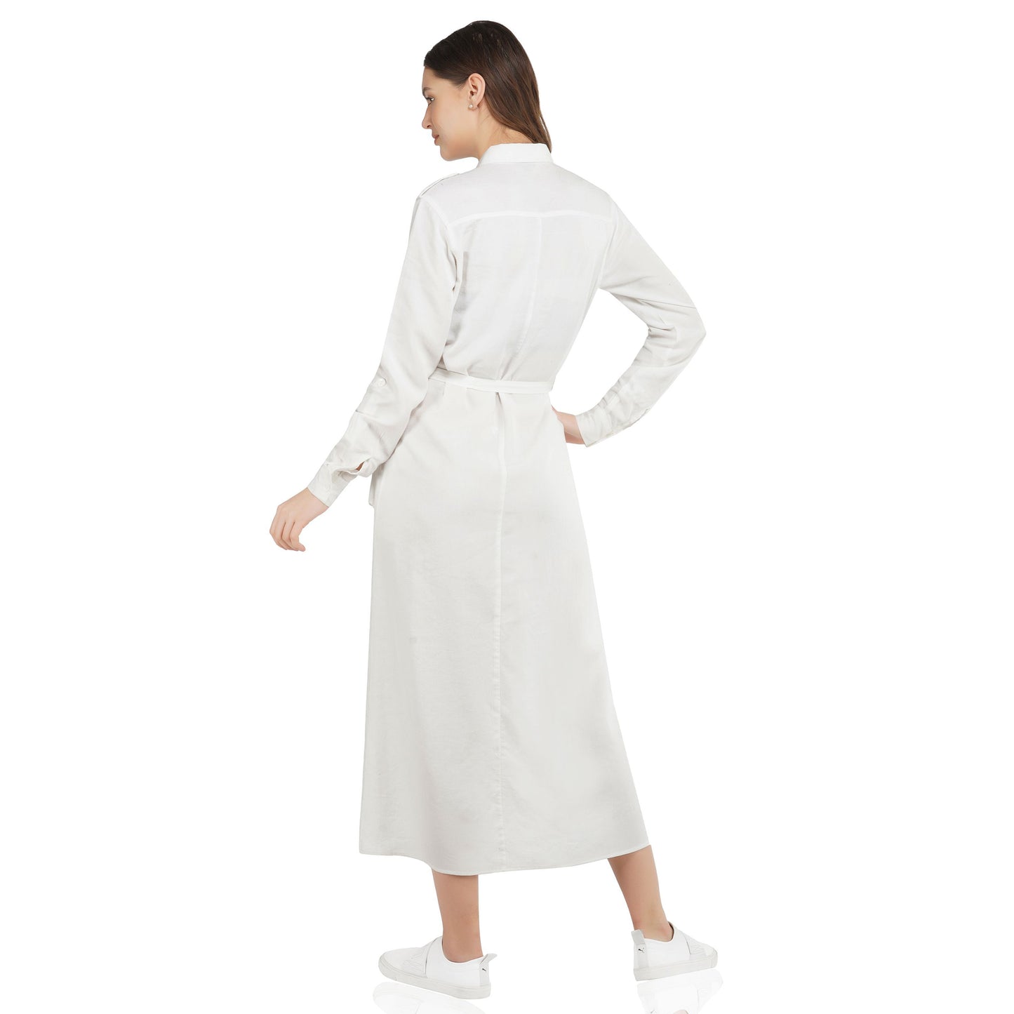 SLAY. Women's White Long Dress in Wrinkle Resistant Tencel Fabric-clothing-to-slay.myshopify.com-Dress
