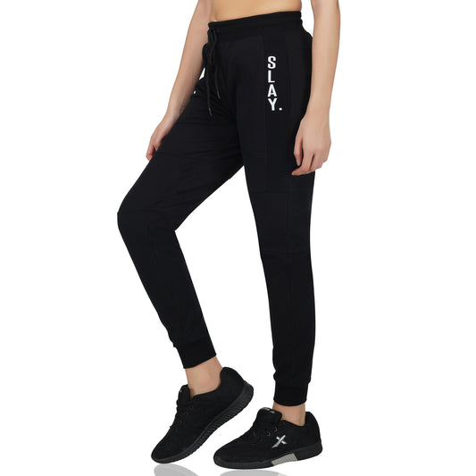 SLAY. Classic Women's Black Joggers Pants-clothing-to-slay.myshopify.com-Joggers