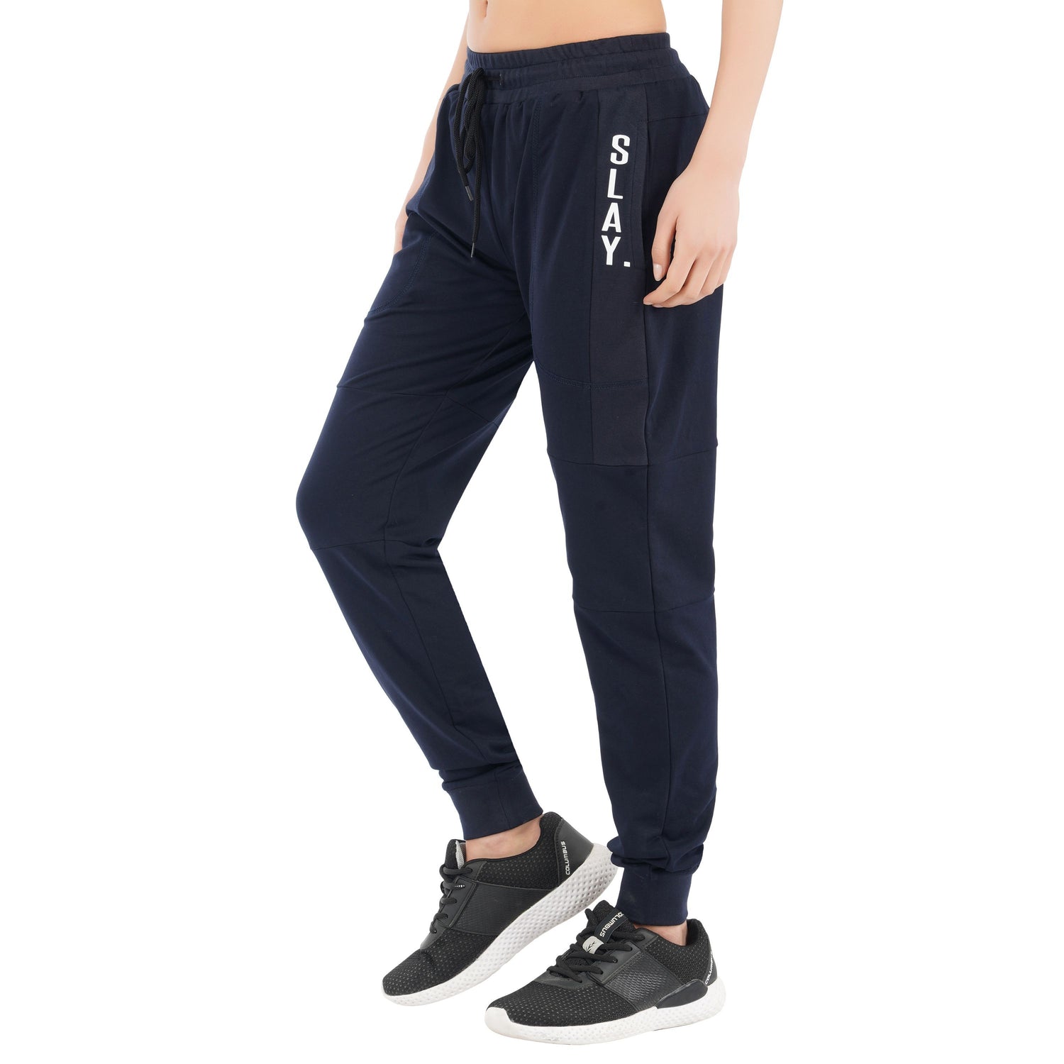 Clothing Navy Blue Joggers Womens Women Cuffed Joggers With Drawstring