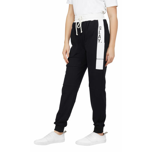 SLAY. Women's Black Jogger Pants With White Stripes-clothing-to-slay.myshopify.com-Joggers