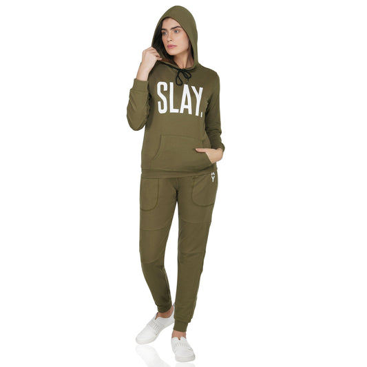 SLAY. Classic Women's Olive Green Tracksuit-clothing-to-slay.myshopify.com-Tracksuit