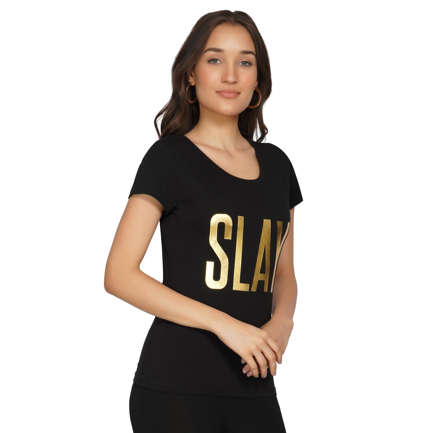 SLAY. Women's Limited Edition Gold Foil Print Matt Finish T-shirt-clothing-to-slay.myshopify.com-Tshirt
