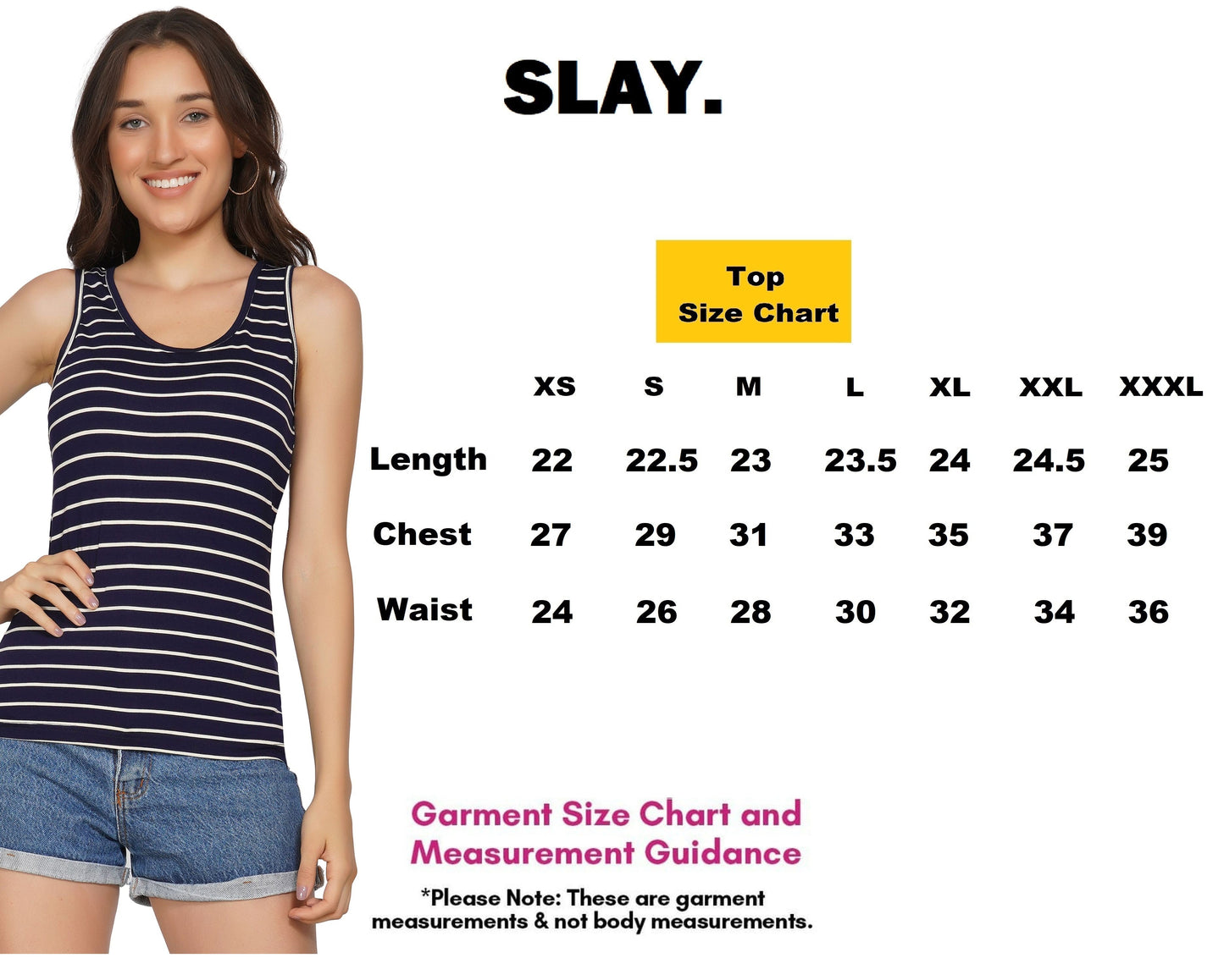 SLAY. Women's Navy Blue with White Stripes Tank Top-clothing-to-slay.myshopify.com-Tank Top