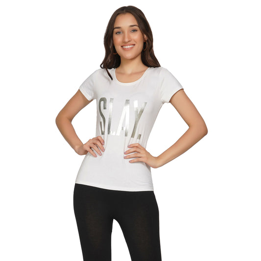 SLAY. Women's Limited Edition Silver Foil Printed T-shirt Matte Finish-clothing-to-slay.myshopify.com-Tshirt