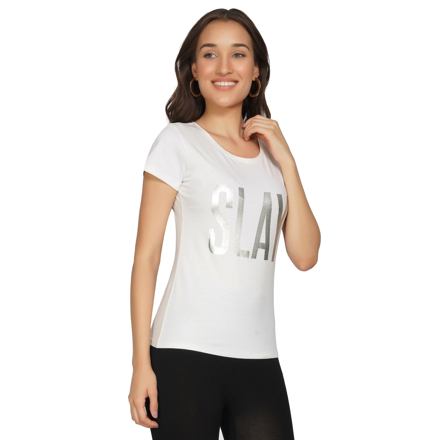 SLAY. Women's Limited Edition Silver Foil Printed T-shirt Matte Finish-clothing-to-slay.myshopify.com-Tshirt