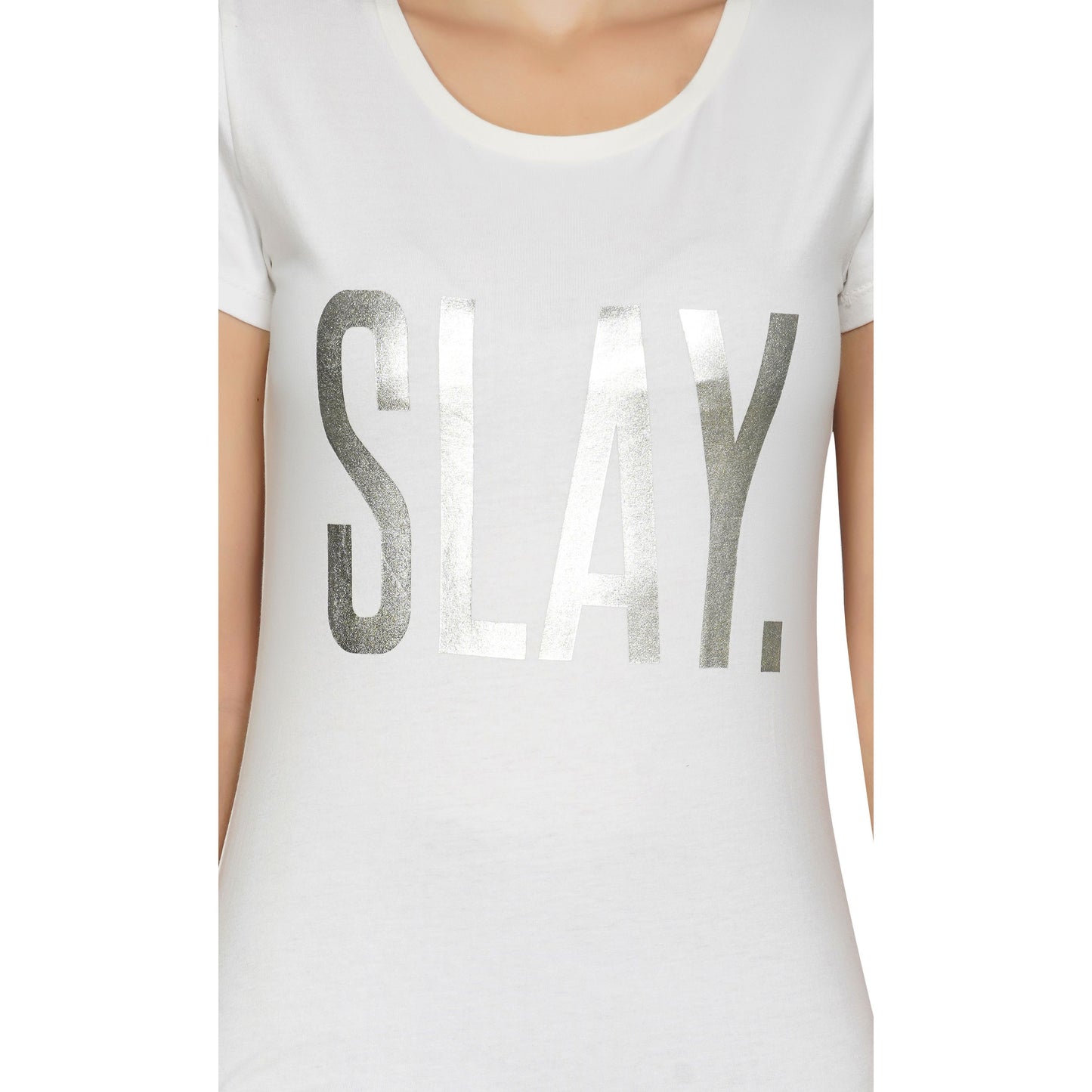 SLAY. Women's Limited Edition Silver Foil Printed T-shirt Matte Finish-clothing-to-slay.myshopify.com-Tshirt