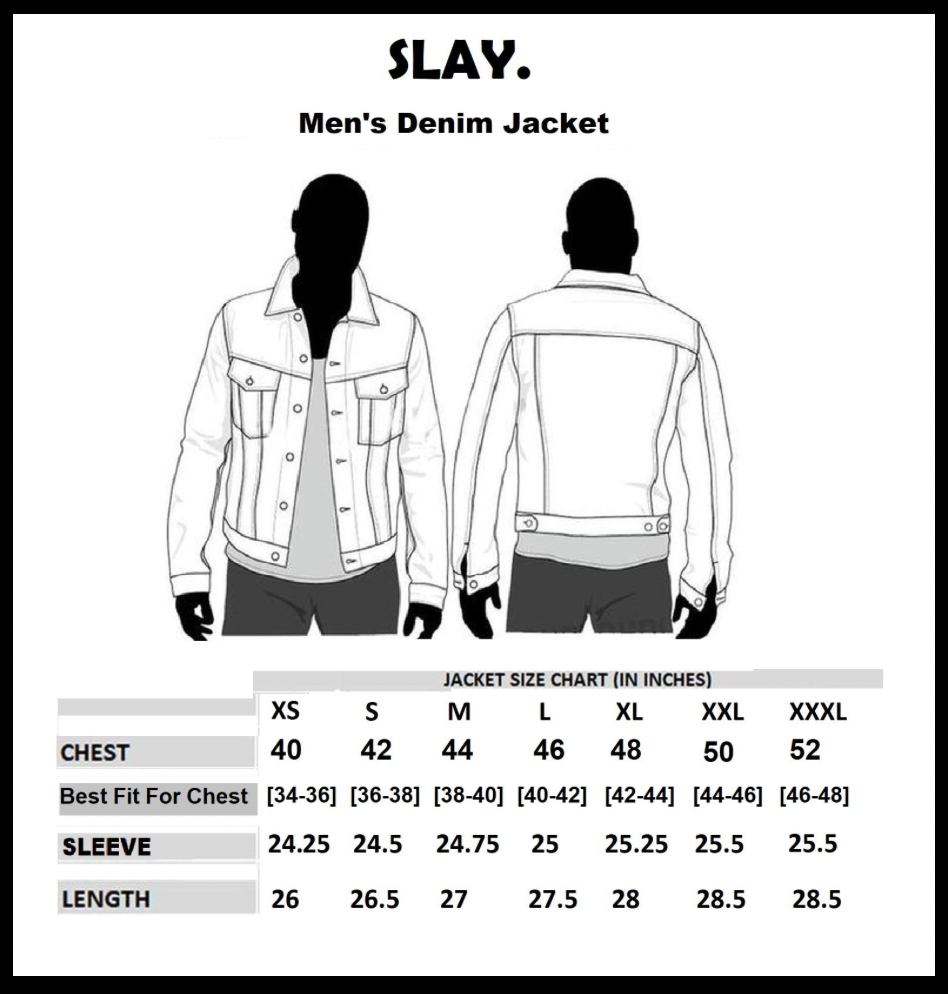 SLAY. Men's Patchwork Embroidered Navy Blue Vintage Button-Down Denim Biker Jacket-clothing-to-slay.myshopify.com-Jacket