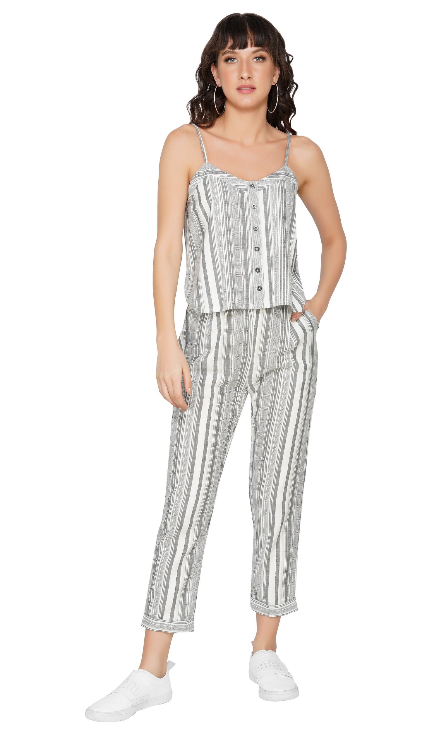 SLAY. Women's Yarn Dye Stripe Camisole And Pant Coord Set-clothing-to-slay.myshopify.com-Cami And Pant Set