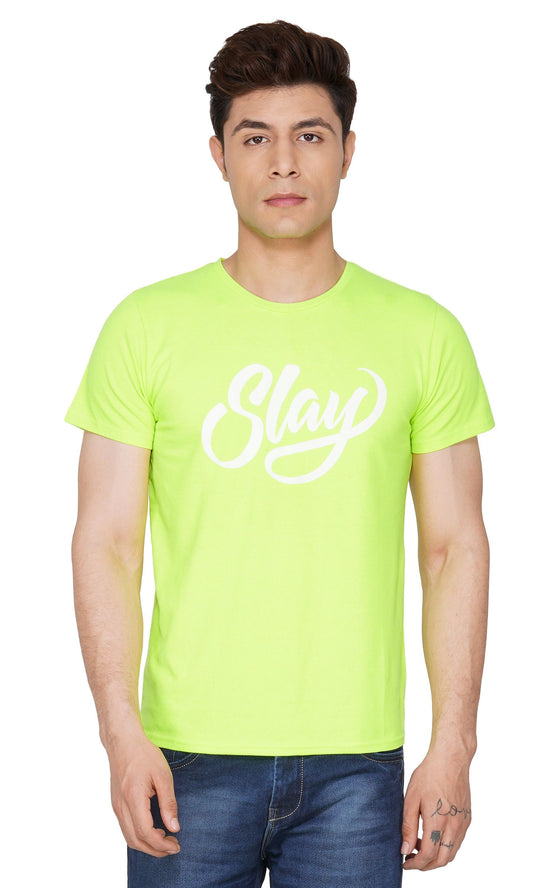 SLAY. Sport Men's Printed Neon Green T-shirt-clothing-to-slay.myshopify.com-T-Shirt
