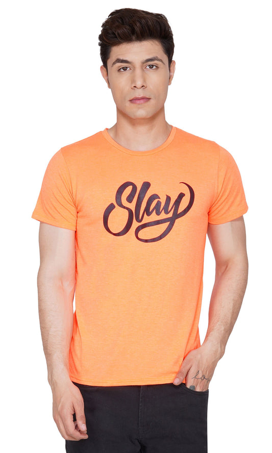 SLAY. Sport Men's Printed Neon Orange T-shirt-clothing-to-slay.myshopify.com-T-Shirt