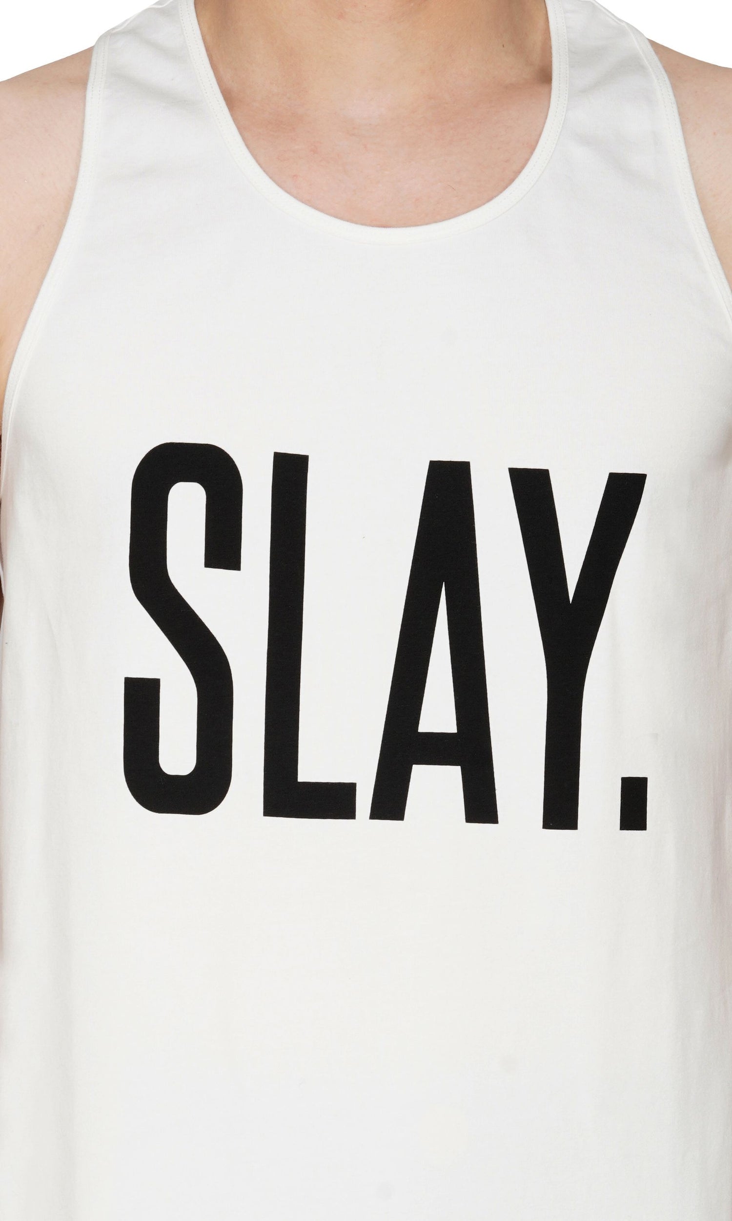 SLAY. Classic Men's Printed White Gym Vest-clothing-to-slay.myshopify.com-Vest