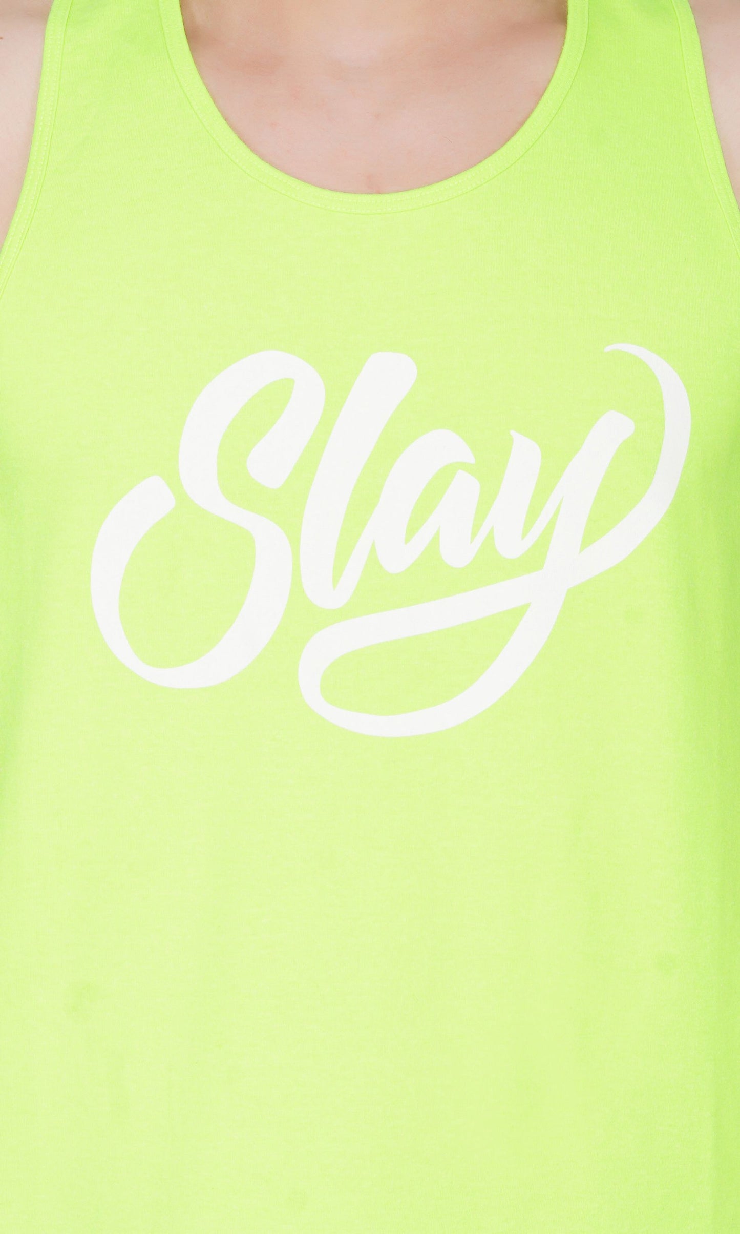 SLAY. Sport Men's Printed Neon Green Gym Vest-clothing-to-slay.myshopify.com-Vest