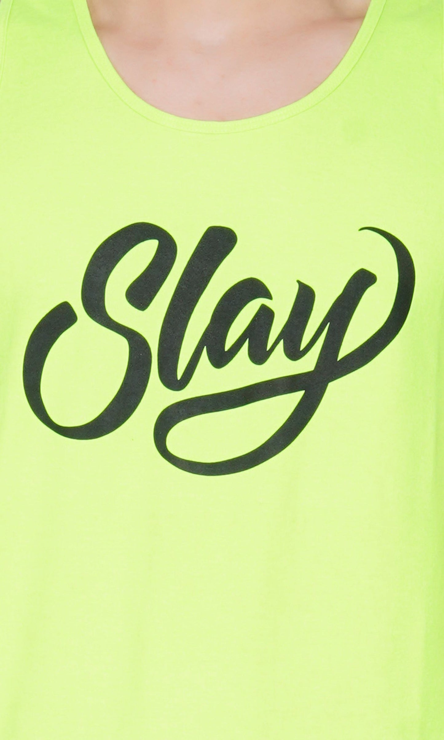 SLAY. Sport Men's Printed Neon Green Gym Vest-clothing-to-slay.myshopify.com-Vest