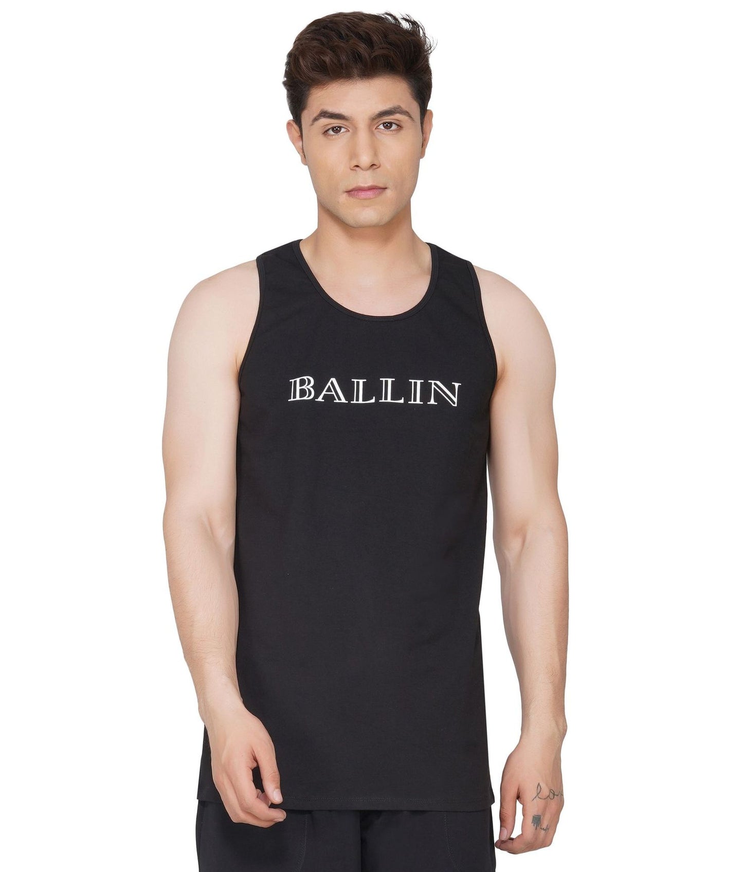 SLAY. Men's BALLIN' Edition Printed Black Gym Vest-clothing-to-slay.myshopify.com-Vest