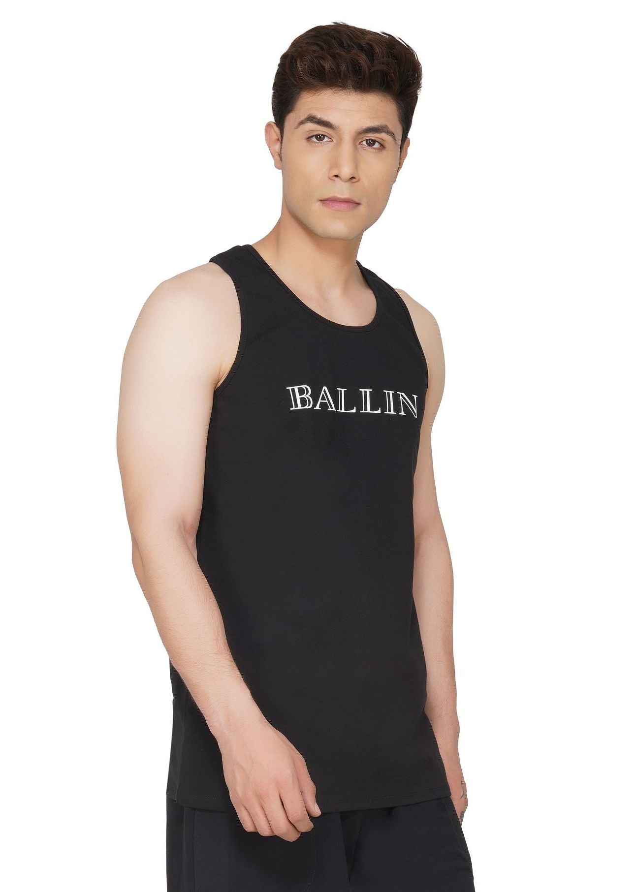 SLAY. Men's BALLIN' Edition Printed Black Gym Vest-clothing-to-slay.myshopify.com-Vest