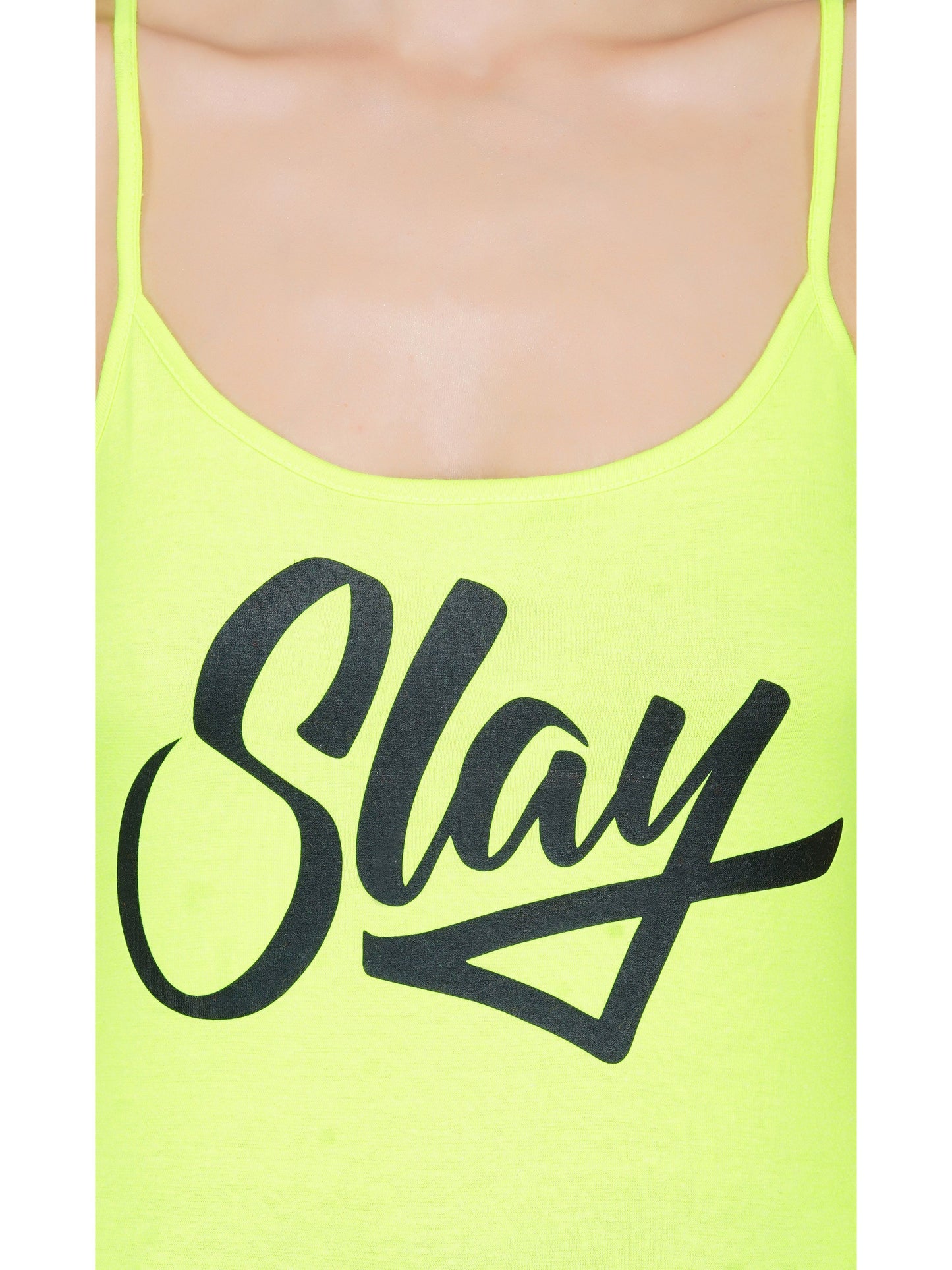 SLAY. Women's Neon Green Printed Camisole-clothing-to-slay.myshopify.com-Camisole Top