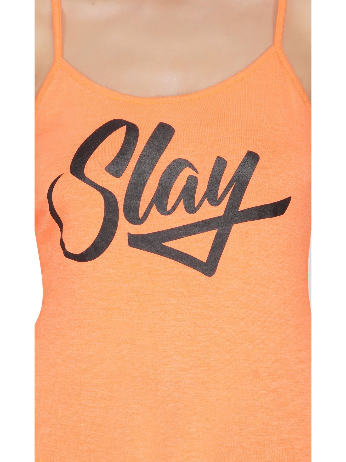 SLAY. Women's Neon Orange Printed Camisole-clothing-to-slay.myshopify.com-Camisole Top