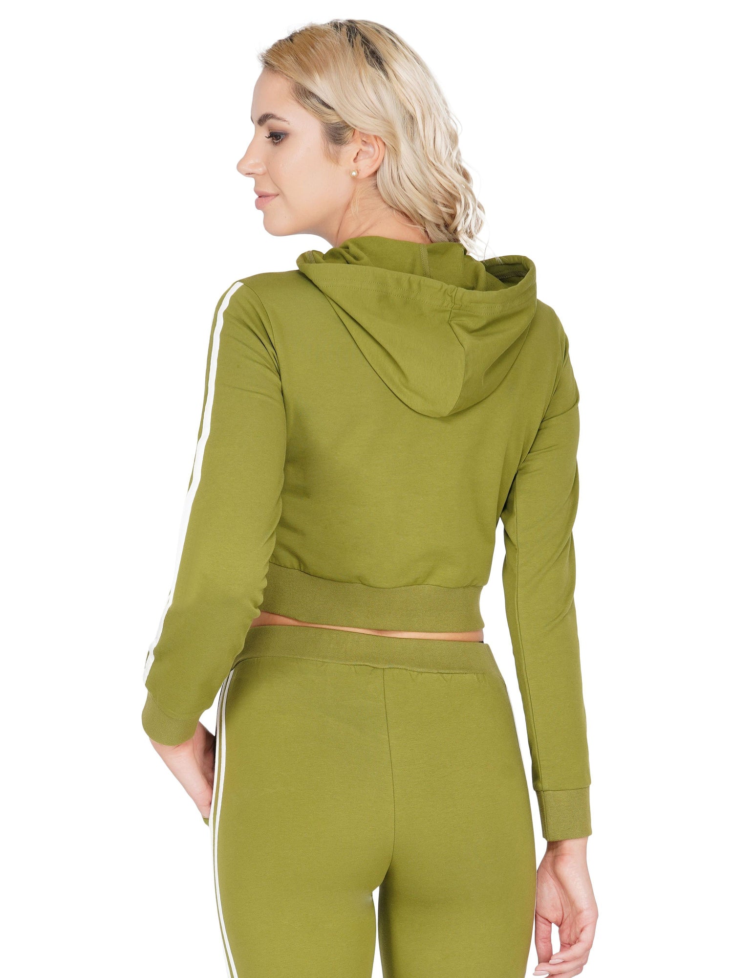SLAY. Women's Printed Cropped Olive Green Hoodie-clothing-to-slay.myshopify.com-Crop Hoodie