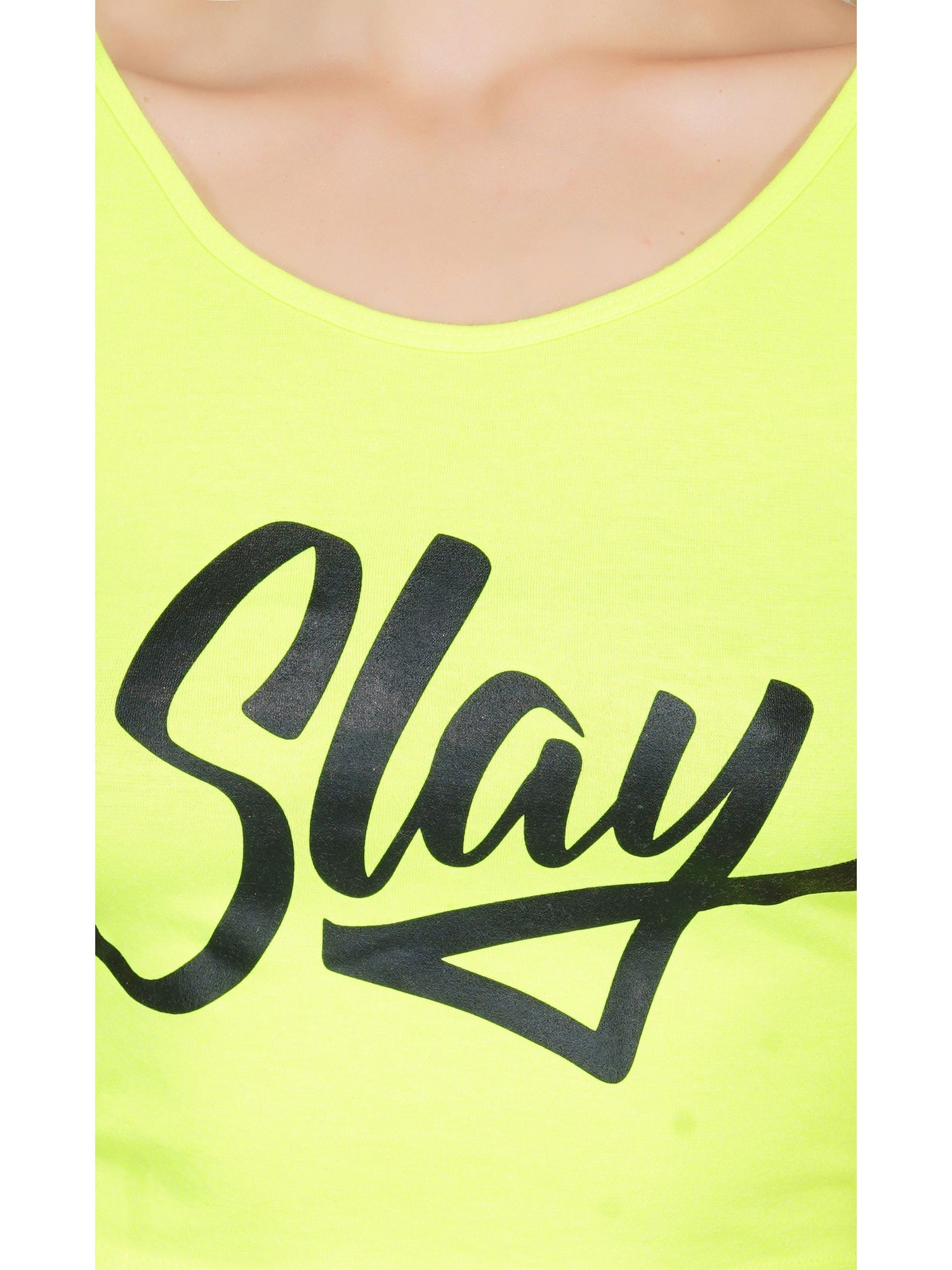 SLAY. Women's Neon Green Printed Crop Top-clothing-to-slay.myshopify.com-Crop Top