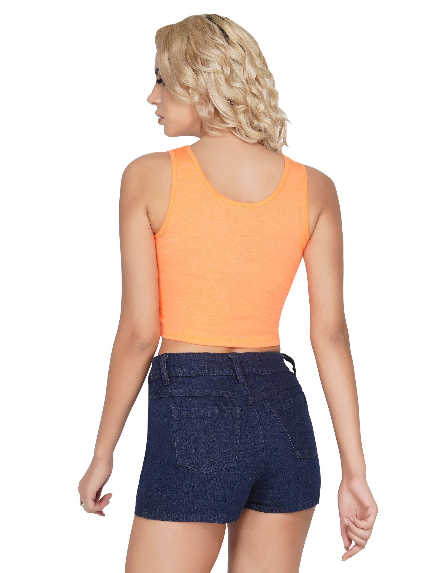 SLAY. Women's Neon Orange Printed Crop Top-clothing-to-slay.myshopify.com-Crop Top