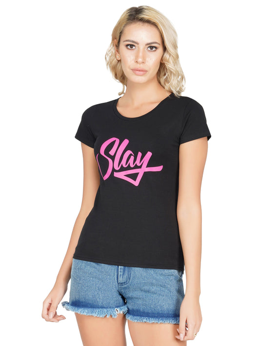 SLAY. Sport Women's Dark Pink Printed T-shirt-clothing-to-slay.myshopify.com-Print T-Shirt