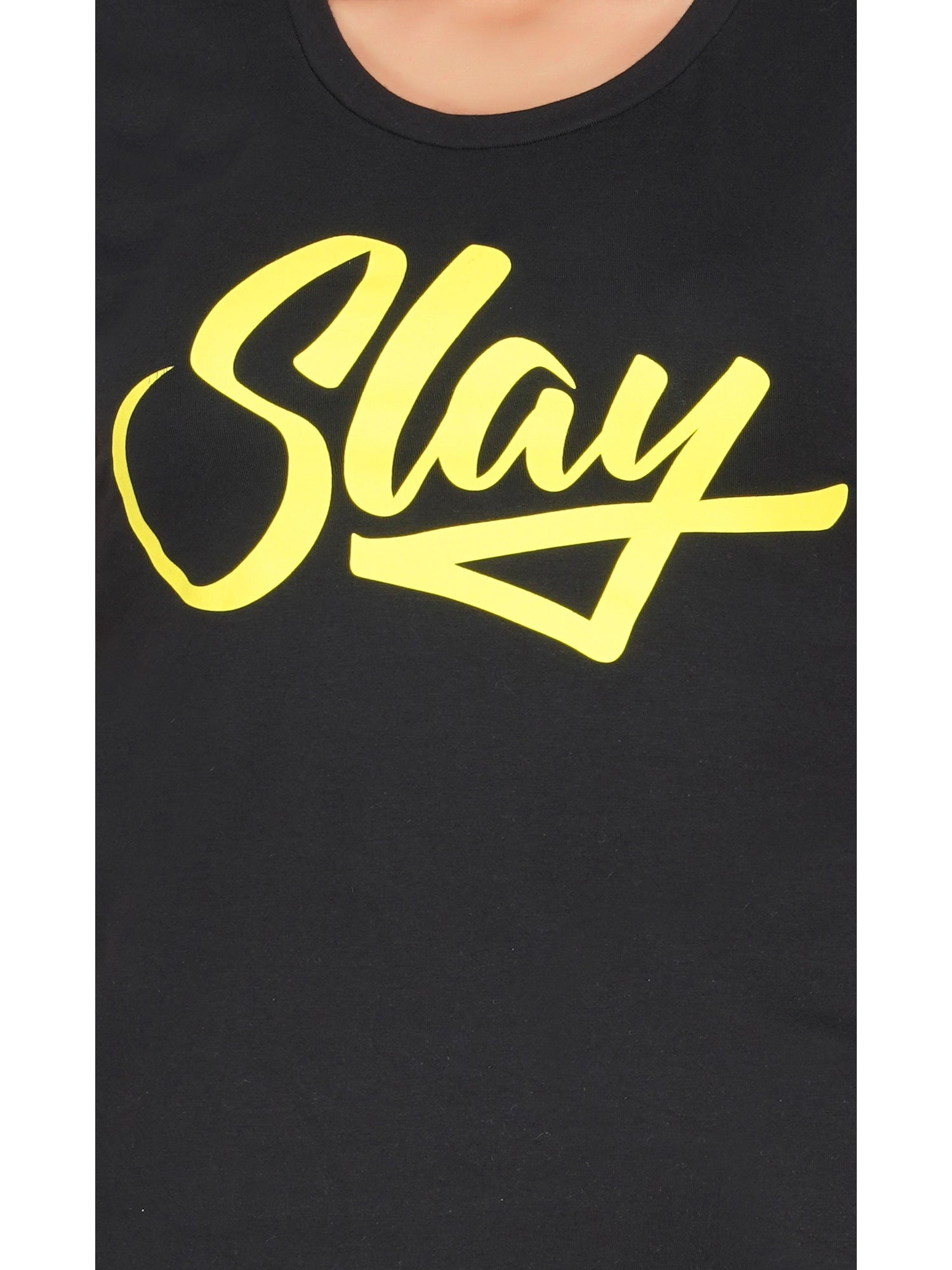 SLAY. Sport Yellow Print Black T-shirt-clothing-to-slay.myshopify.com-Print T-Shirt