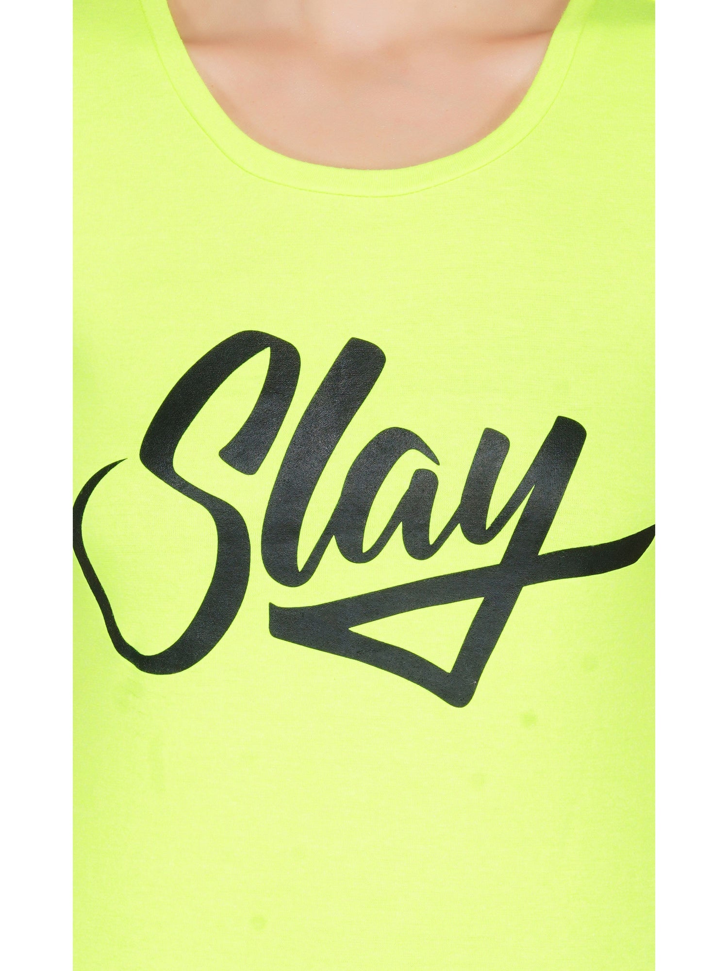 SLAY. Sport Women's Neon Green Printed T-shirt-clothing-to-slay.myshopify.com-Print T-Shirt