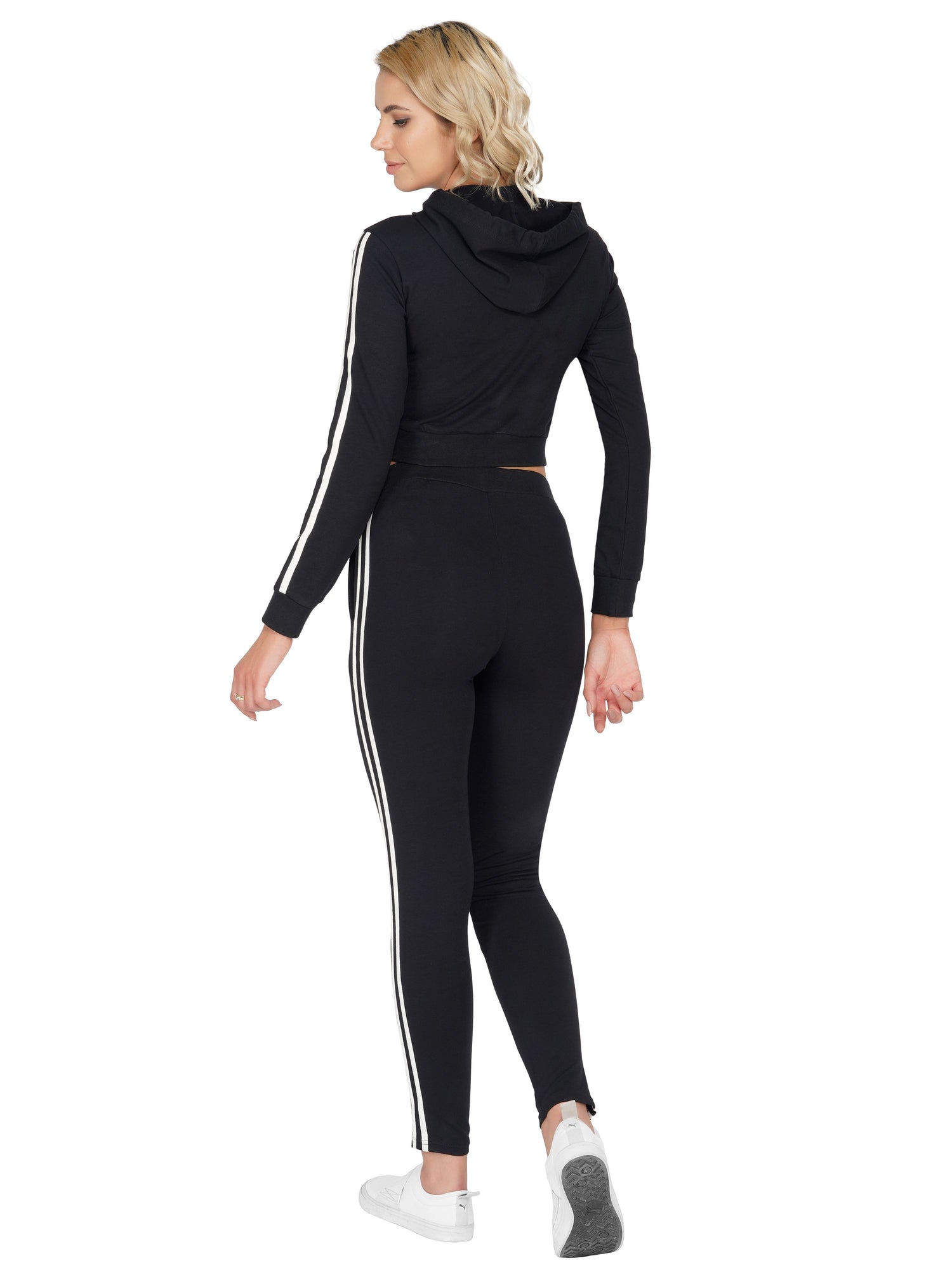 SLAY. Sport Women's Black Printed Tracksuit with White Side Stripes-clothing-to-slay.myshopify.com-Tracksuit