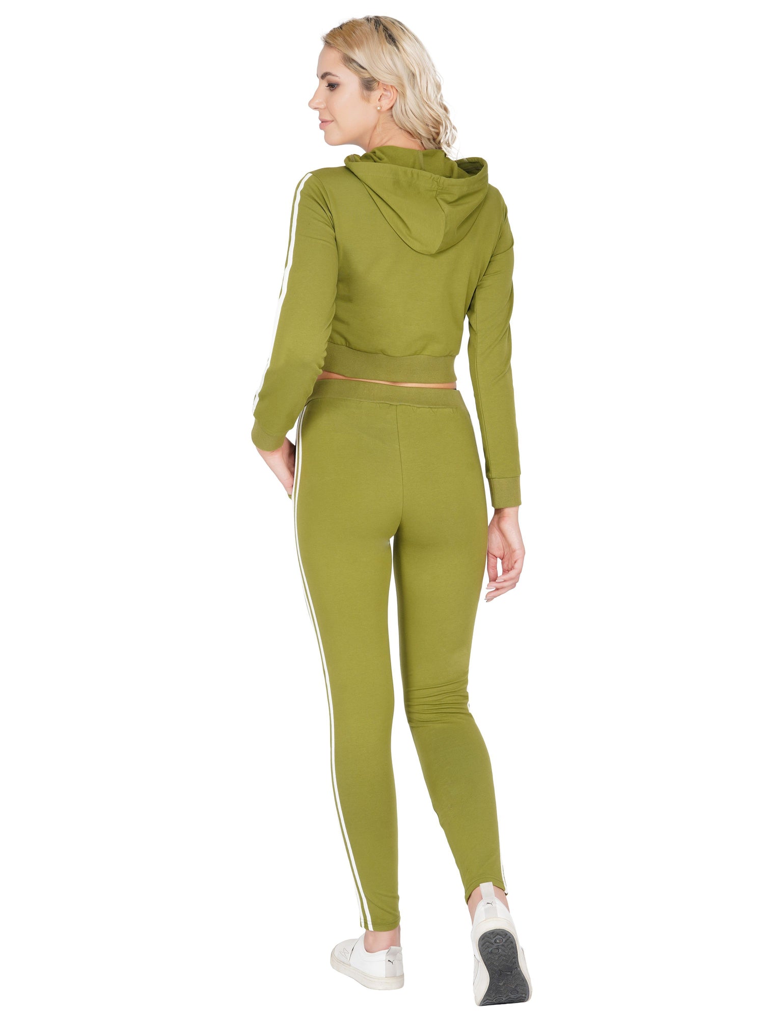 SLAY. Sport Women's Olive Green Printed Tracksuit with White Side Stripes-clothing-to-slay.myshopify.com-Tracksuit